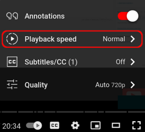 access playback speed
