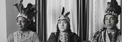 Head shot of three Native Americans on a visit to DC