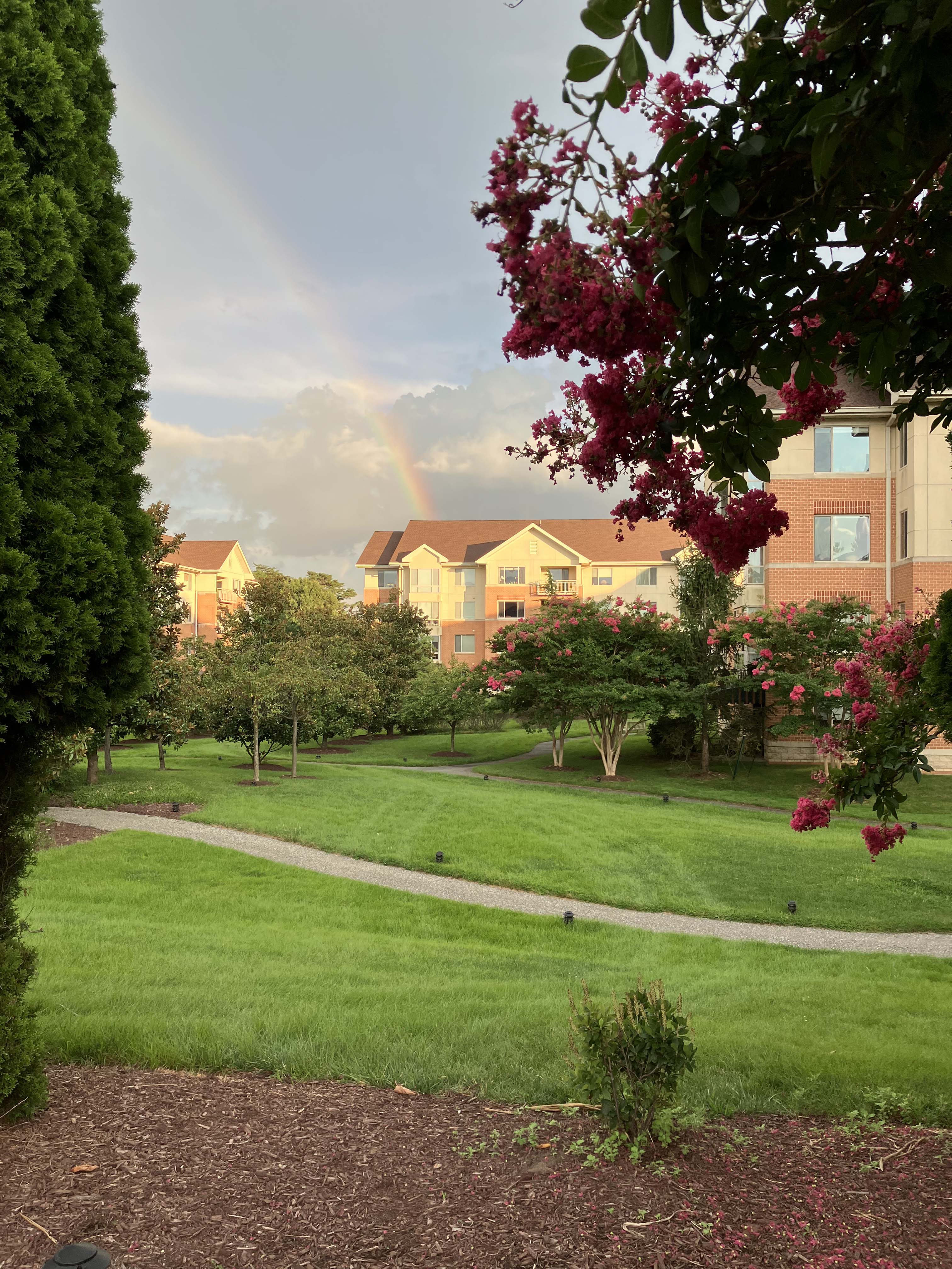 Rainbow over Town Center Courtyard